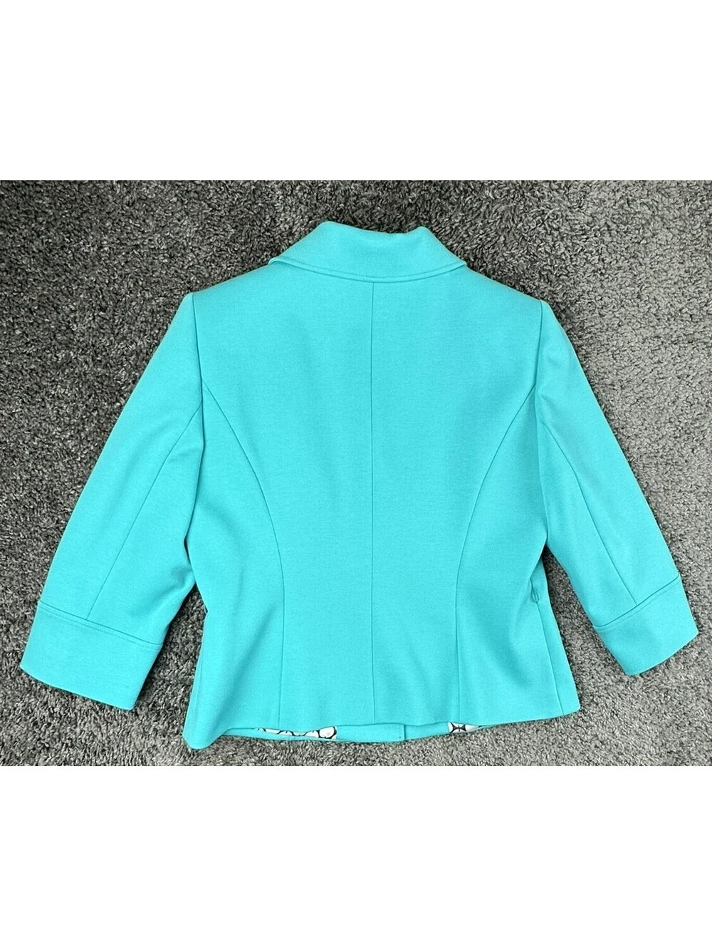 Tahari Arthur S Levine Skirt Suit Set Womens 12P Teal Blue Blazer Black Belt 3pc